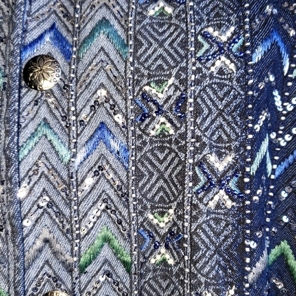 SOLD Vintage Coldwater Creek Multi Blue Denim Jacket Size 1X - Picture 2 of 6